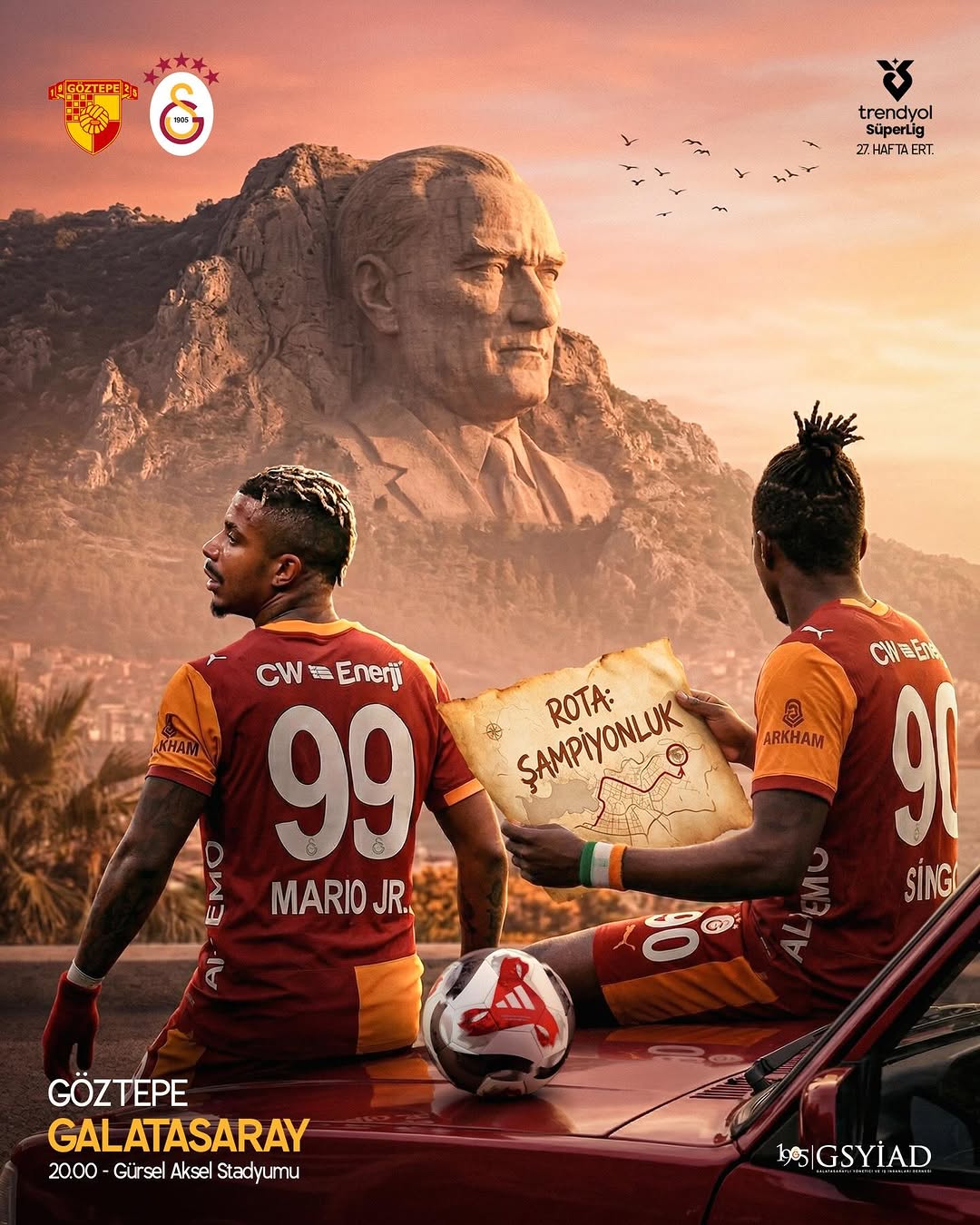 Trendyol Süper Lig’in ertelenen 27. hafta maçında Göztepe ile karşılaşacak olan GALATASARAY’ımıza başarılar dileriz! 💛❤️

#BugünGünlerdenGALATASARAY